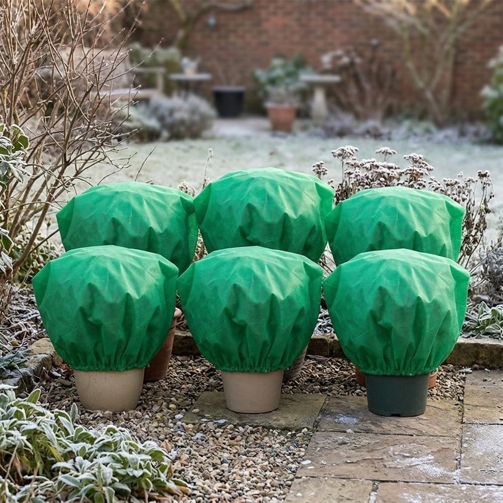 6 Fundas Macetas Invierno Antihielo con para cremallera 6 Fundas(Green)