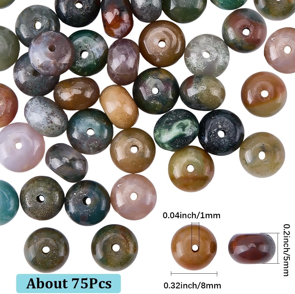 SUNNYCLUE 1 Box About 75Pcs 8mm Indian Agate Beads Heishi Spacer Beads Natural Agate Stone Disk Flat Rondelle Energy Loose Spacers for Carfts Jewelry Making DIY Bracelet Necklace Earring Supplies - Image 2