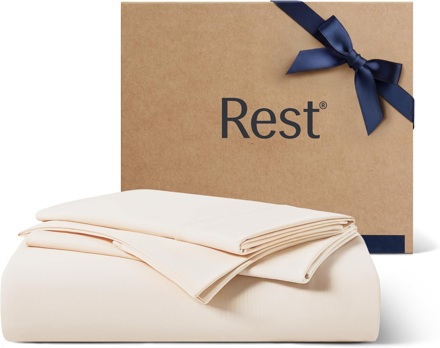 REST Evercool+ Starter Sheet Set, King, Ivory, Breathable Bed Sheets for Hot Sleeper and Night Sweats, with Pillowcases, with Ionic+ Self-Cleaning Silver Yarn for Sensitive Skin, 3PCS No Flat Sheet