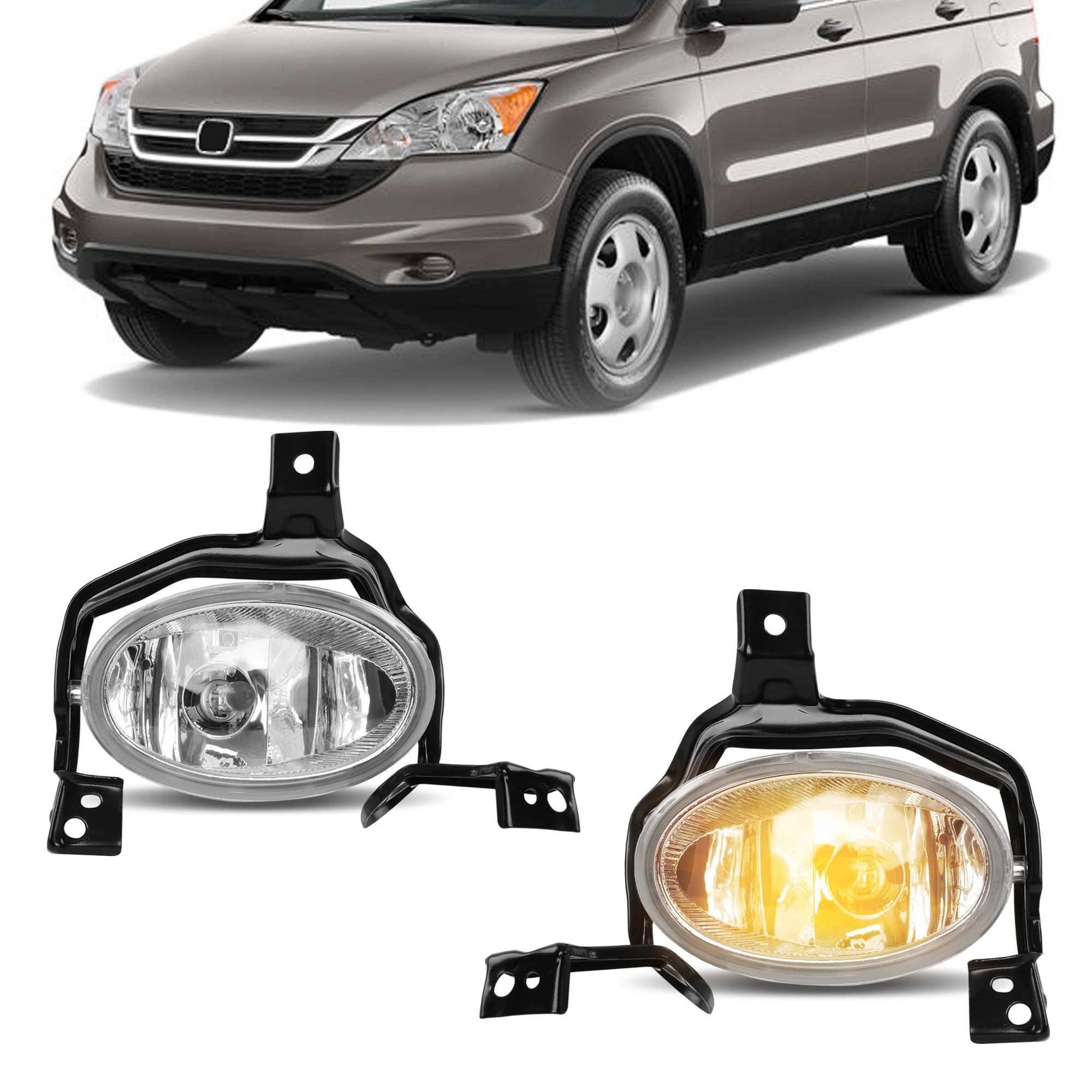 Photo 1 of Fog Light Assembly Compatible with 2010-2011 Honda CR-V, Front Bumper Fog Lamps Kit with H11 12V 55W Halogen Bulbs, Switch & Wiring Harness, Replaces OE 08V31SWA1M002 08V31SWA1M001 HO2593126 HO2592126