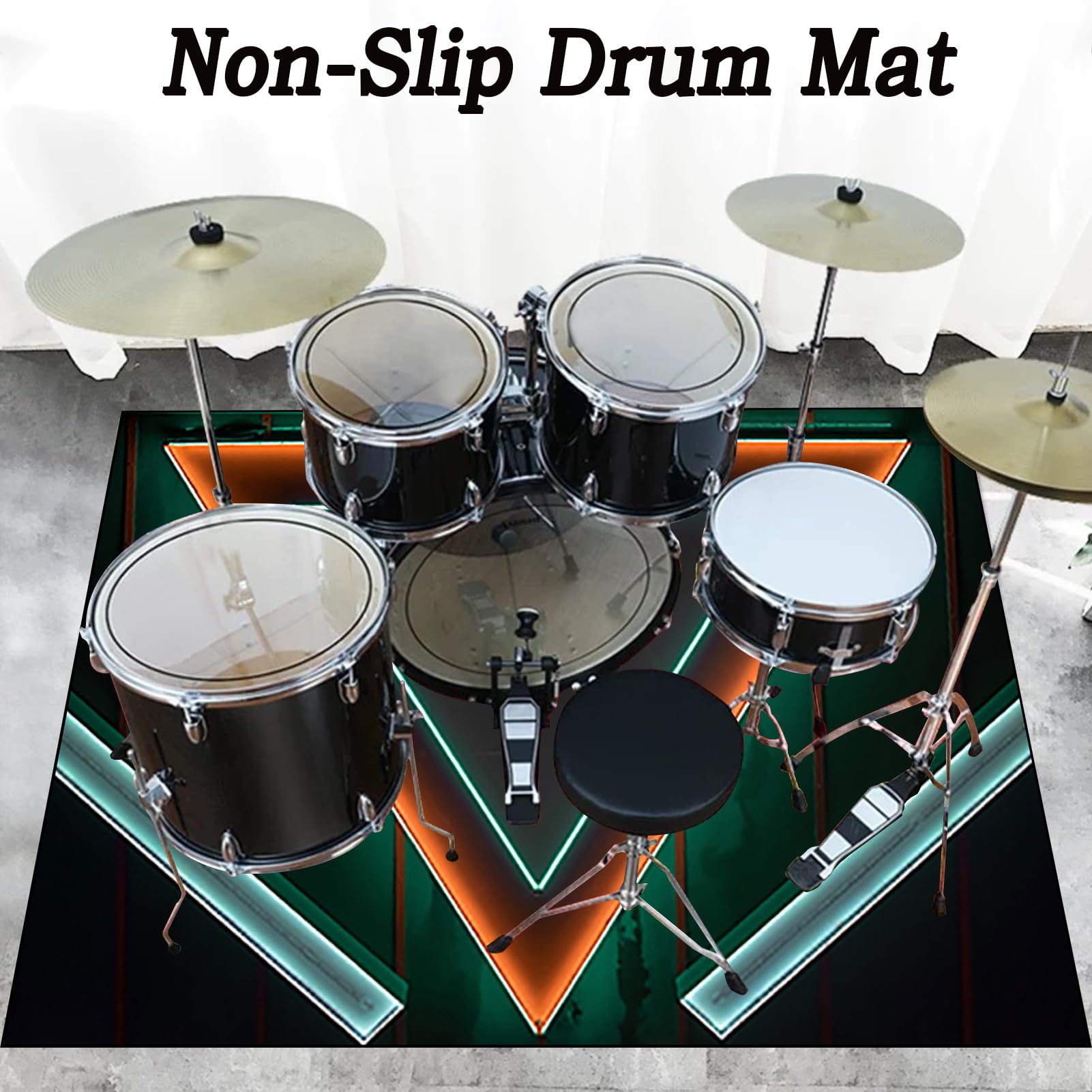 Schlagzeugteppich Drum Teppich Music Carpet Trommel Teppiche Innen und Außen, rutschfest Trommelteppich, Schallschutz Teppichmatte, Elektrisches Schlagzeug Teppich für Studio, Wohnung 180 x 140 cm