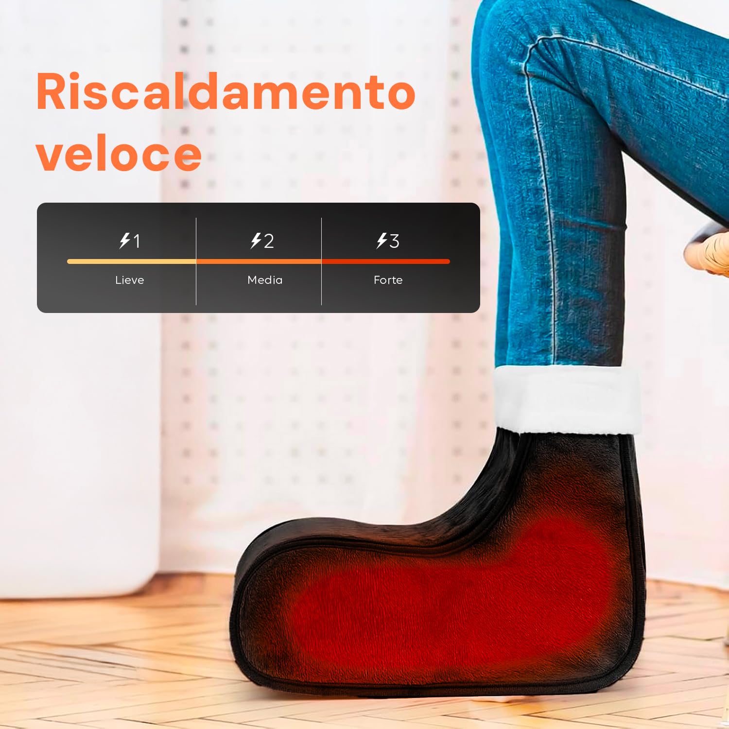 Wintem Scaldapiedi Elettrico 100W - 3 Temperature Regolabili, Timer 90 Minuti & Telecomando - Scalda Piedi Casa con Rivestimento Lavabile in Fleece e Lana, Comfort Rapido per Piedi Freddi