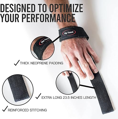 Miniatura 6 de Rip Toned Lifting Straps + Wrist Wraps Bundle (1 Pair of Each) 18" or 13" Wraps for Weightlifting, Xfit, Workout, Gym, Powerlifting, Bodybuilding,