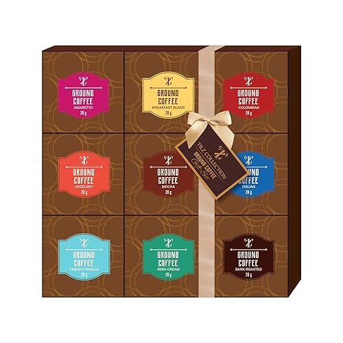 Miniatura 8 de Juego de regalo de café de Navidad, selección de café molido gourmet de 9 sabores surtidos, incluyendo vainilla francesa de tostado oscuro, regalo