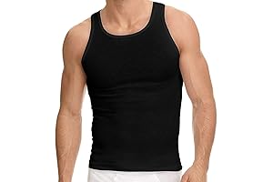 Hanes Black and White Wife Beater Undershirt 6-Pack