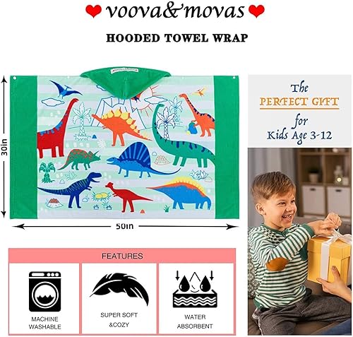 Miniatura 9 de VOOVA &amp; MOVAS - Toalla de playa de baño con capucha, para bebés, niños y niñas de 3 a 12 años, tamaño extra grande, 50 x 30 pulgadas, algodón