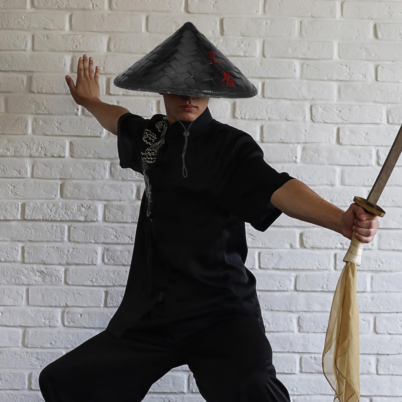 LIFKOME 1/2 confezioni Giappone Samurai Cappello Ninja Bamboo Hat Cono Cinese Cappello di paglia per Cosplay Party Accessorio