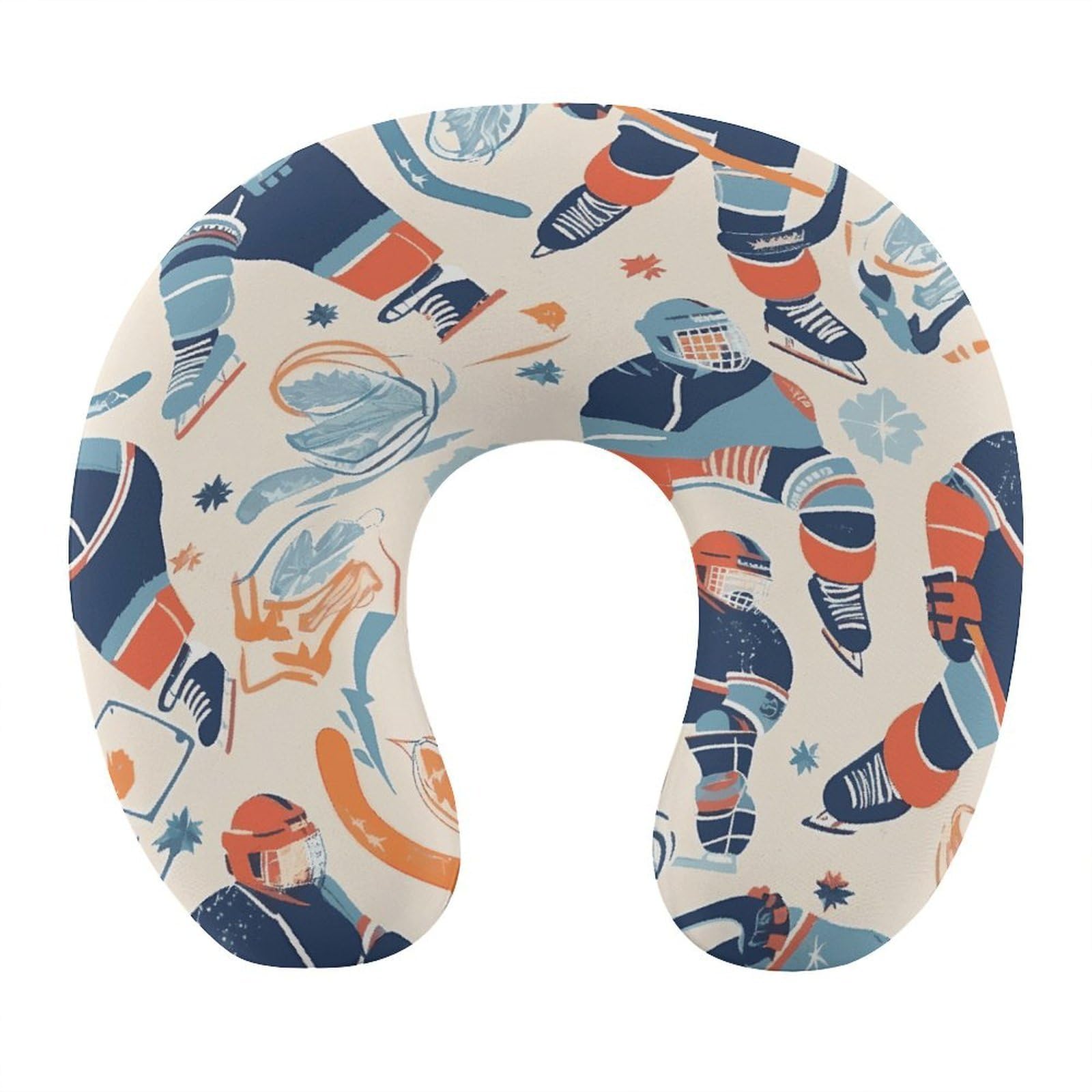 Btcowzrv Style Ice Hockey Player Pattern U Shaped Neck Pillow Travel Pillows