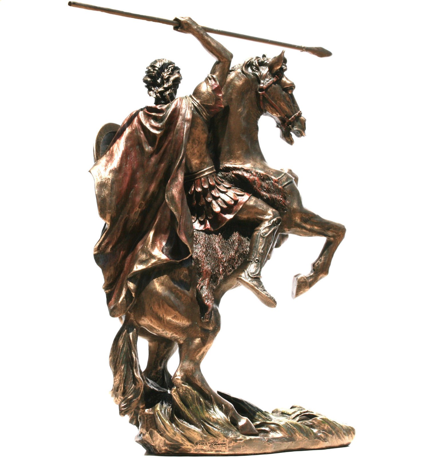 Veronese Alexandre le Grand sur Cheval Statue du Roi Grec Guerrier Sculpture Figurine Finition Bronze 31,5 cm