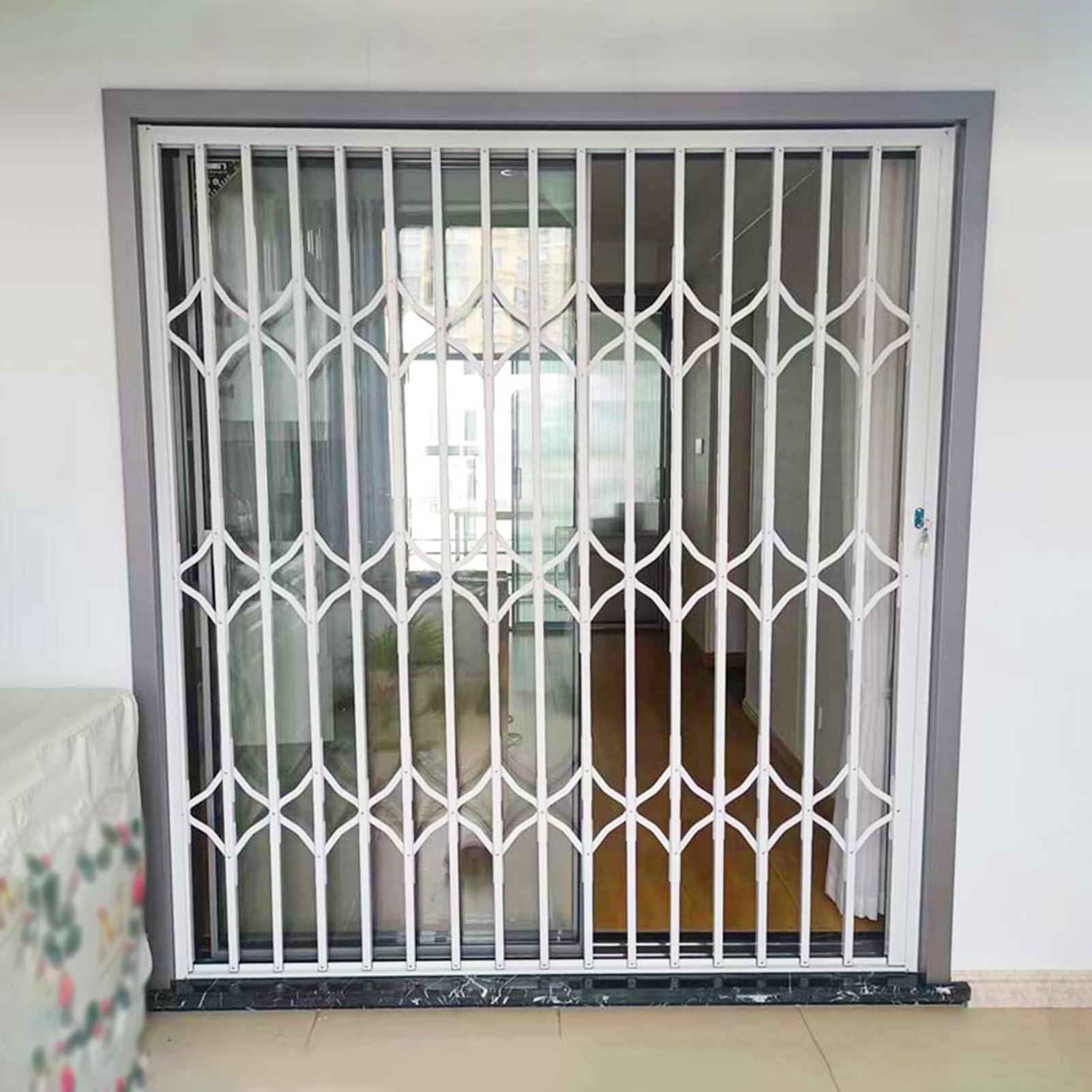 Fenstergitter Einbruchschutz Schiebetürsicherung/ Fenstersicherung, Extra Breites, Einbruchsicheres, Klappbares Fenstergitter, Kellerfensterschutzgeländer, Diebstahlschutzzäune(W80xH180cm/32x71in)