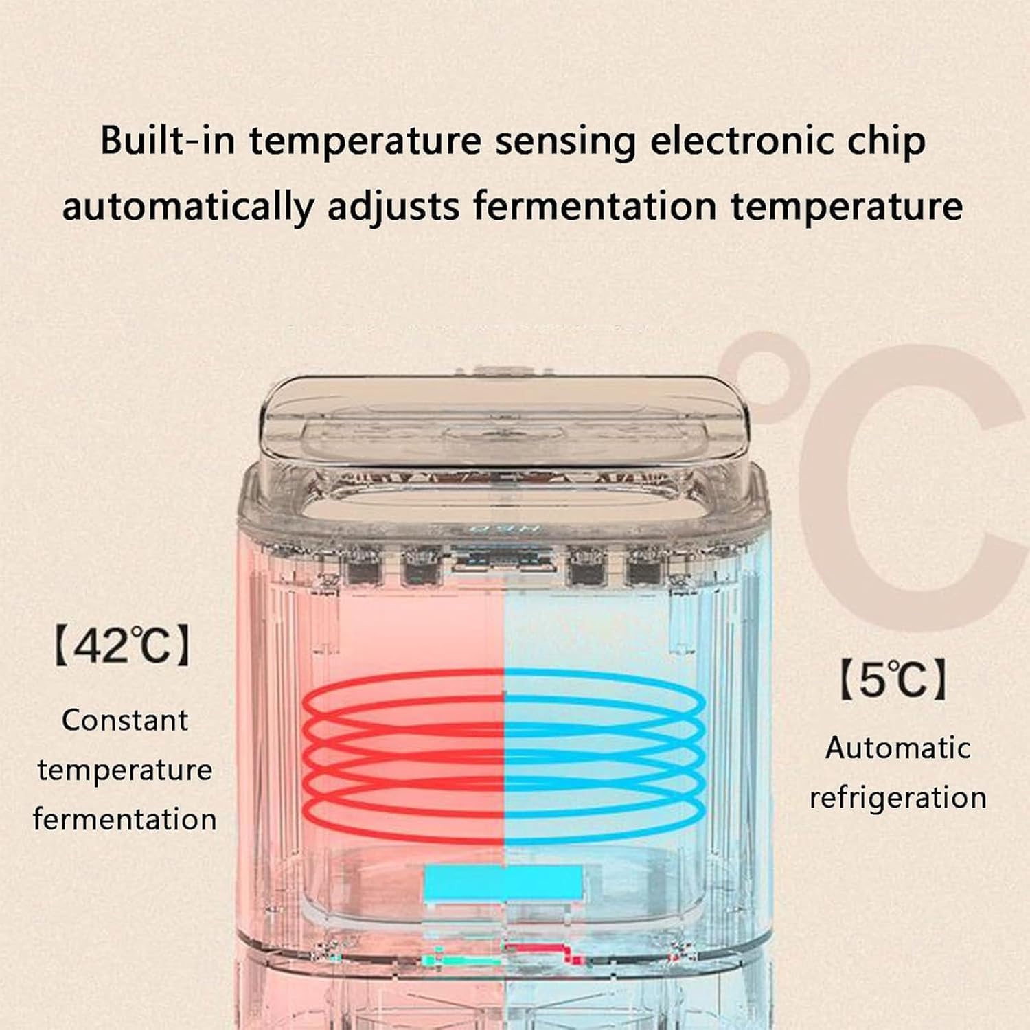 W pełni automatyczna maszyna do jogurtu, 800 ml probiotyczna maszyna do jogurtu, fermentacja w stałej temperaturze 42 ℃/automatyczne chłodzenie 5 ℃, z timerem
