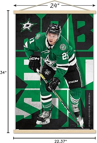 Miniatura 7 de Trends International NHL Dallas Stars - Póster de pared de Jason Robertson 23, 22.37 x 34.00 pulgadas, paquete de impresión y colgador de madera de