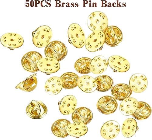 Miniatura 7 de Parte trasera de alfiler, parte trasera de alfiler de solapa, 50 piezas de metal de latón para broche de corbata, sombrero, insignia, dorado