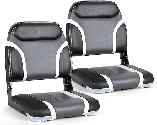 Miniatura 7 de SUNDGORA Un par de nuevos asientos plegables de barco con respaldo bajo, tornillos de acero inoxidable incluidos, camuflaje (2 asientos)