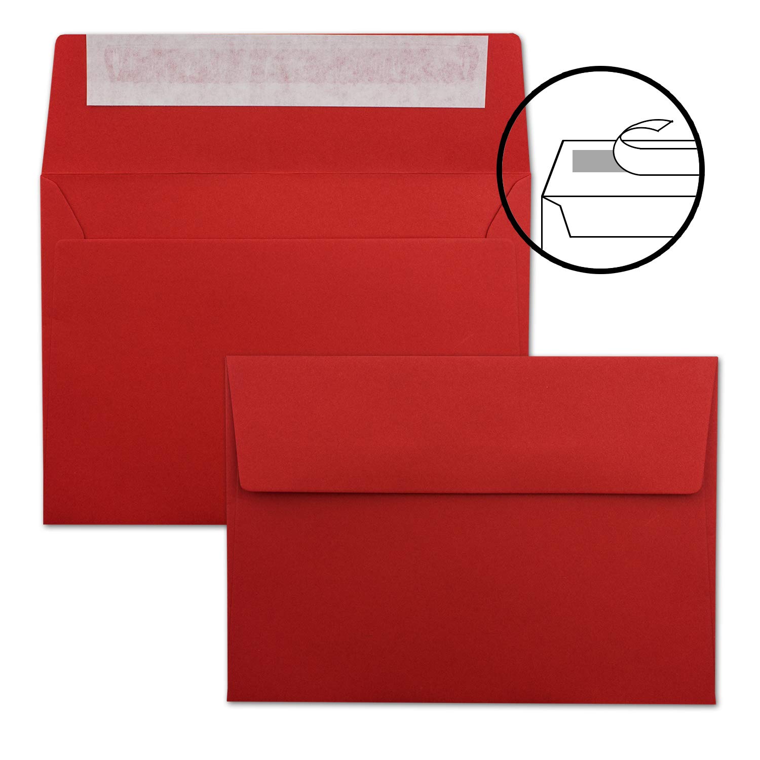 100x DIN A6 Faltkarten SET- Rot - Doppelkarten querdoppelt inkl. Umschlag mit Haftklebung - 10,5 x 14,8 cm - DIN A6 / C6