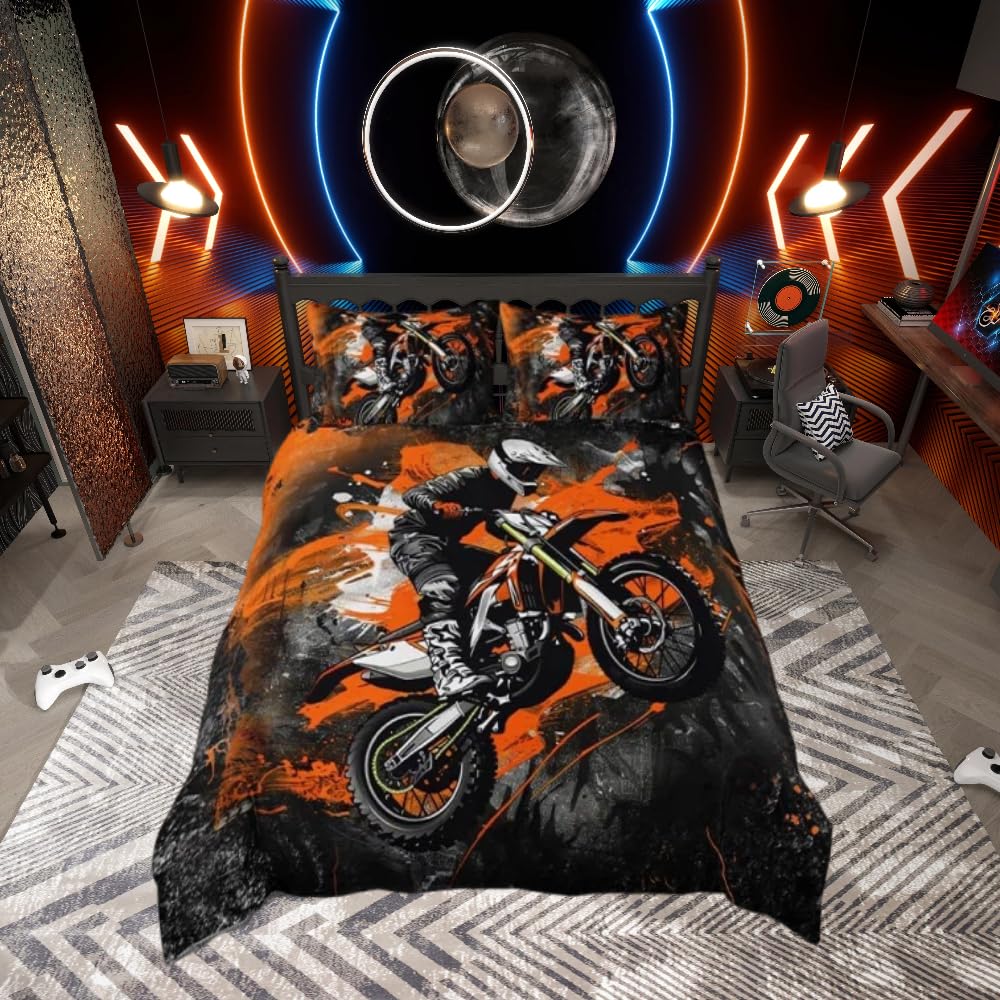 Parure de lit motocross pour lit double : la housse de couette idéale pour ado passionné de sport