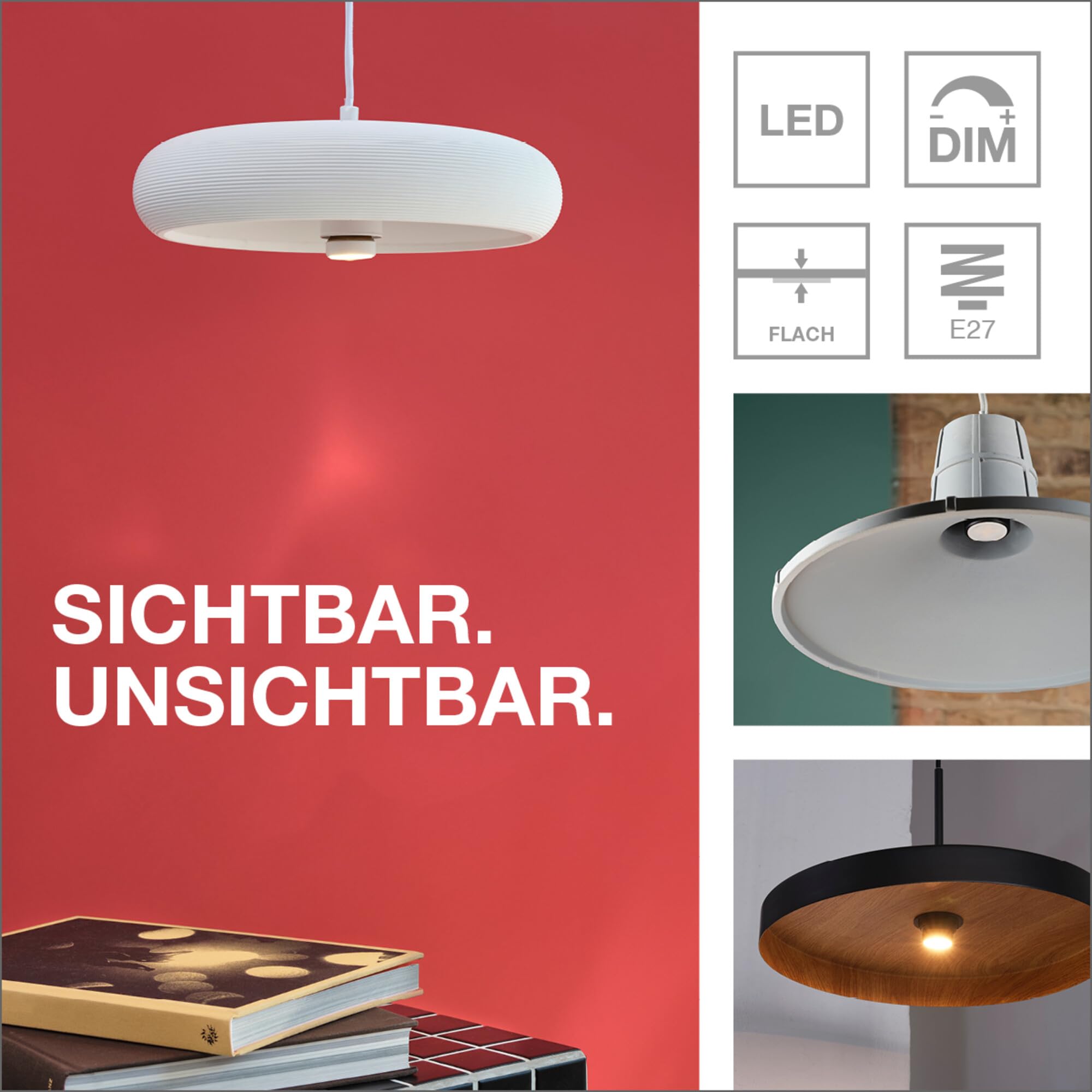 Osram Flat Lamp, ultra-kompakte und flache LED Lampe mit E27 Sockel, ersetzt herkömmliche 26W Glühbirnen, warmweiß (2700K), sparsam mit 3.5W Verbrauch, 3-stufig dimmbar per Wandschalter, 6er-Pack