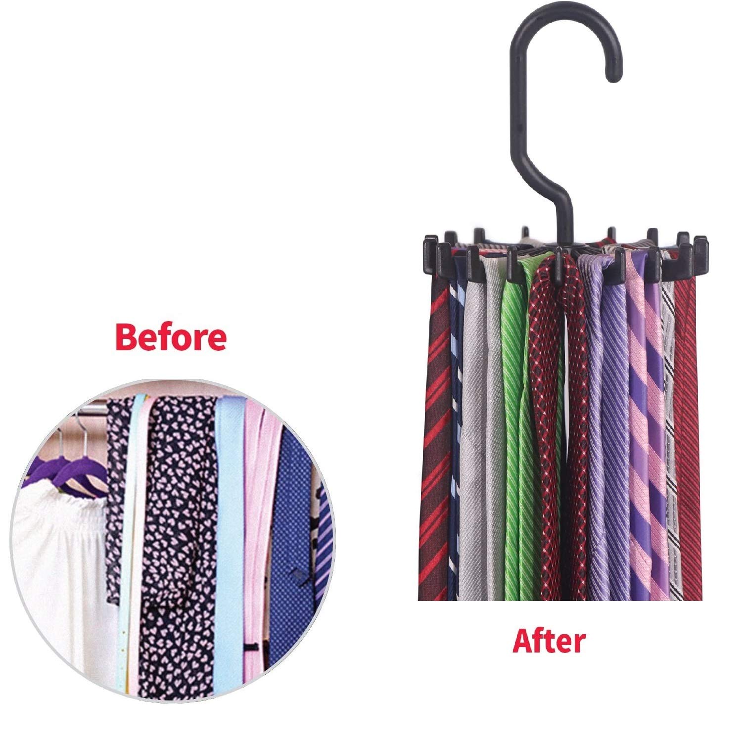 Gruccia Portacravatte E Cinture Con 14 Ganci - Nero Opaco | Per Armadio Ordinato E Salvaspazio