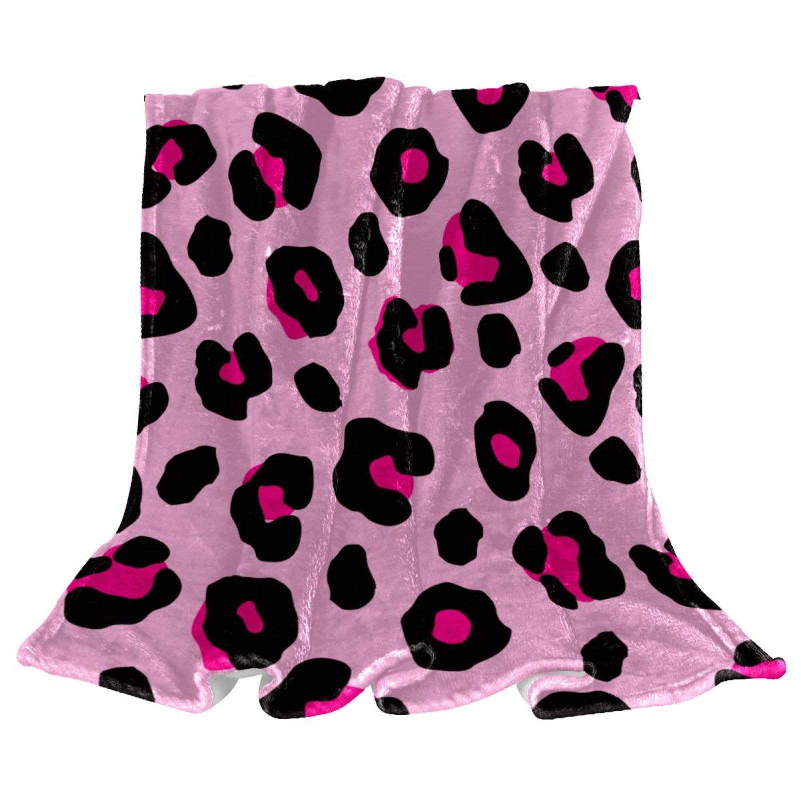 Couverture polaire léopard rose en microfibre douce pour canapé 150x130cm
