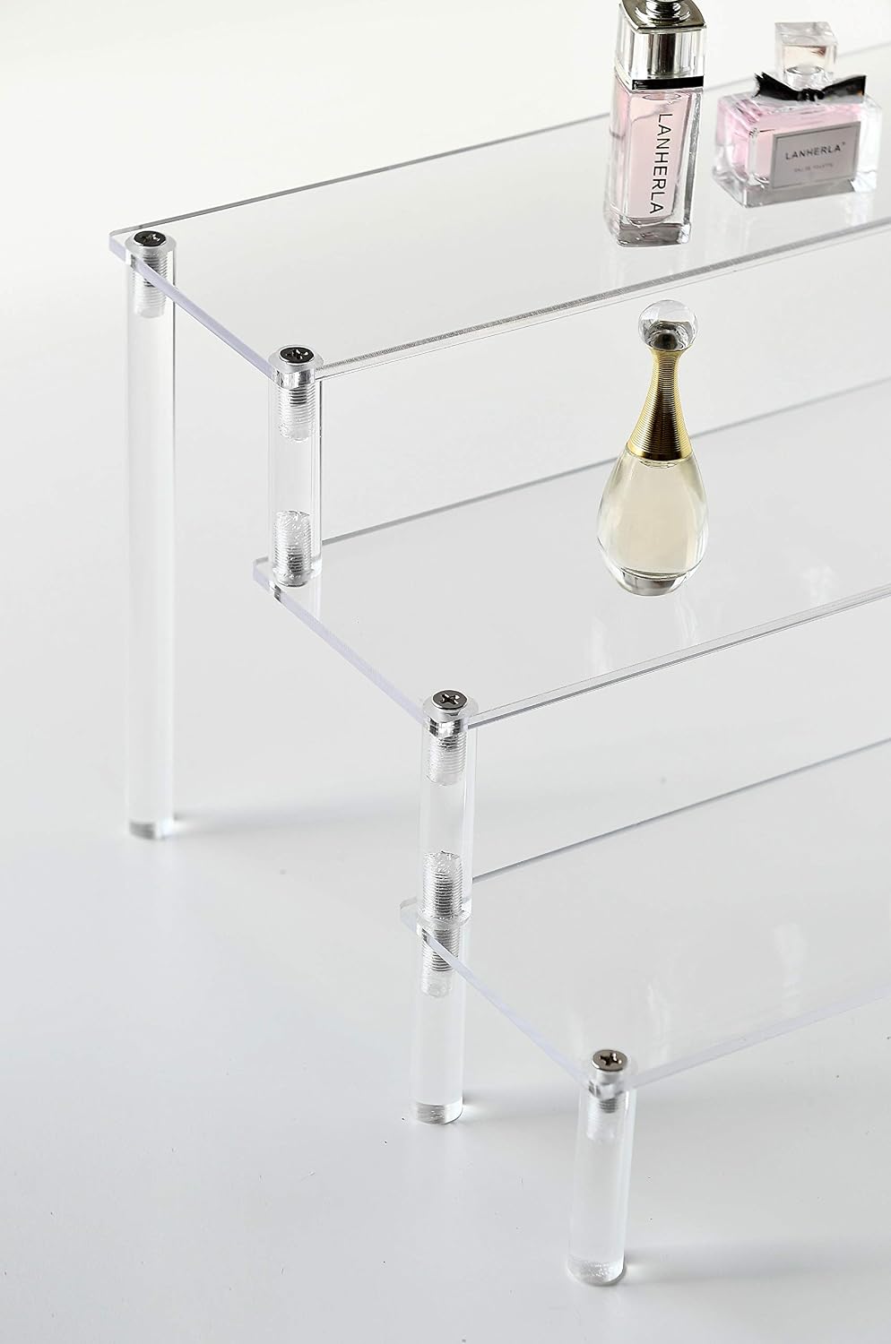3 Steps Clear Acrylic Display Riser Cupcake Stand Display for Decoration and Organizer