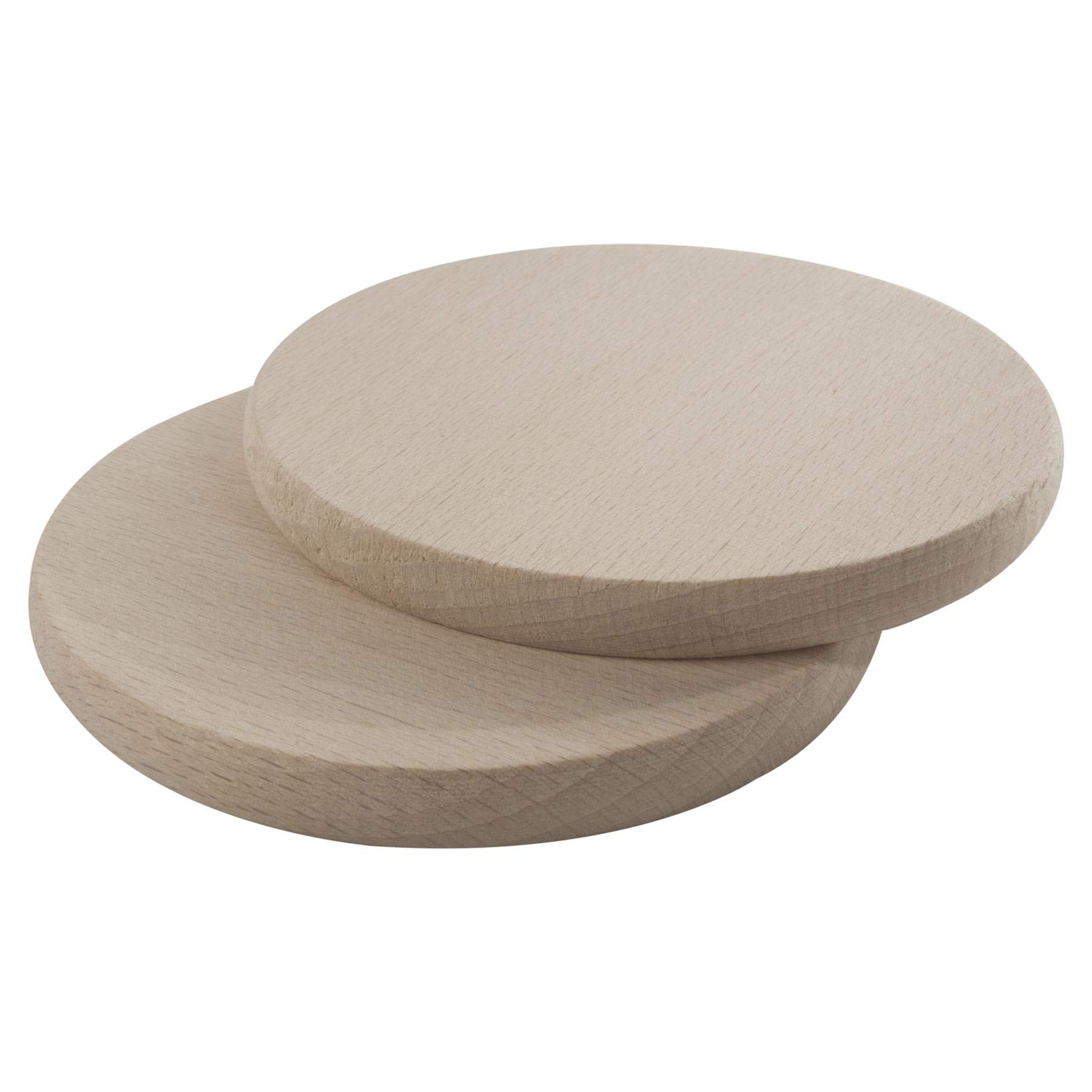 Woodeedoo (2 Pcs. Round 9 Cm Wooden Drink Coasters | Decorative Beechwood Natural Unfinished Wood Blanks Circles Tea Coffee Table Cup Mat Slices Shapes | 8 Mm Thick