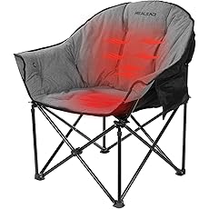 REALEAD Heated Camping Chair Oversized | Heated Folding Chairs for Outdoor Sports with Fully Thick Padded | Heating Camp Chair for Adults Heavy Duty | Support 350lbs | Battery NOT Included