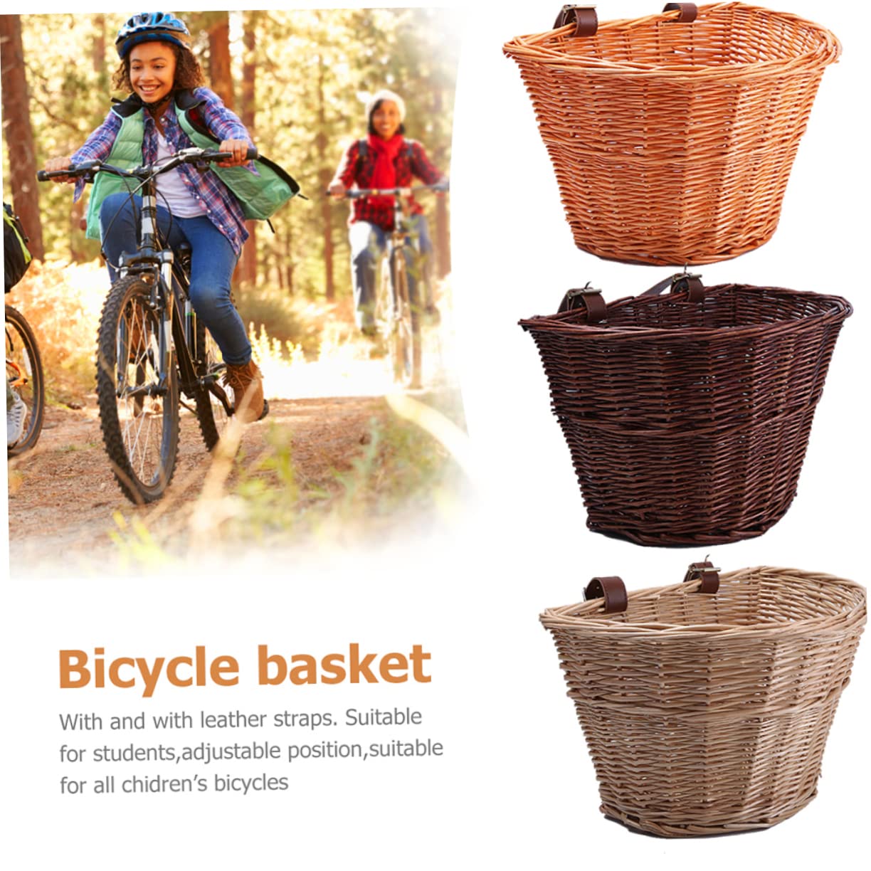 Cestino in Vimini per Bici Anteriore per Ragazzo Ragazza Cestino in Rattan Naturale D Forma Contenitore per Alimenti