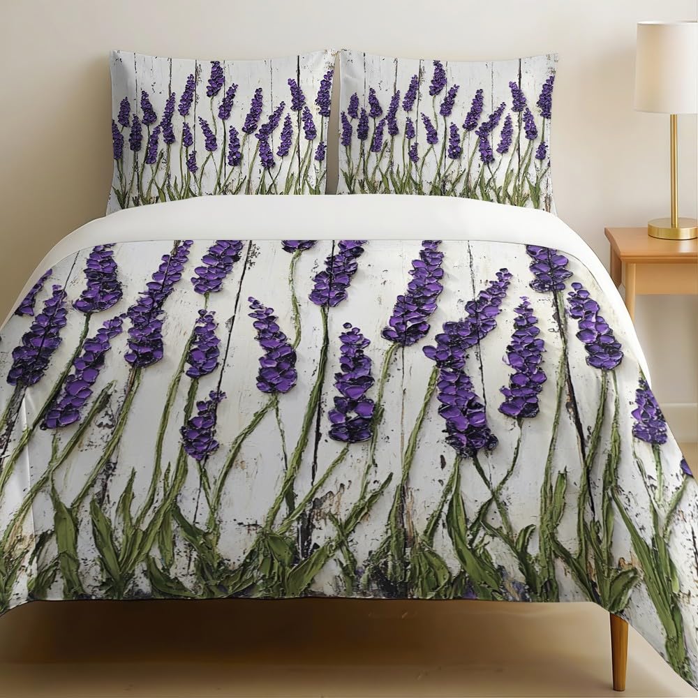 Housse de couette lavande en microfibre premium avec taies assorties