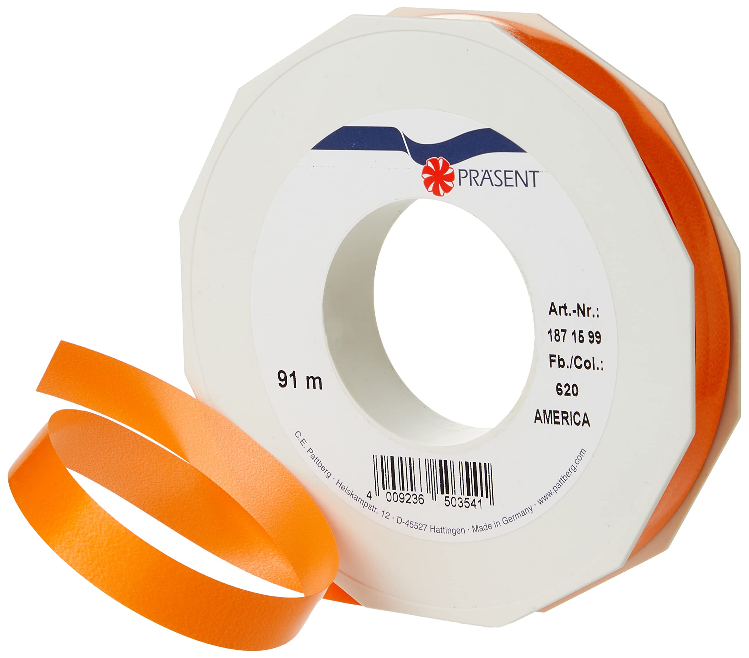 PRÄSENT - America Curling Ribbon Orange 15 mm width, 91 m length