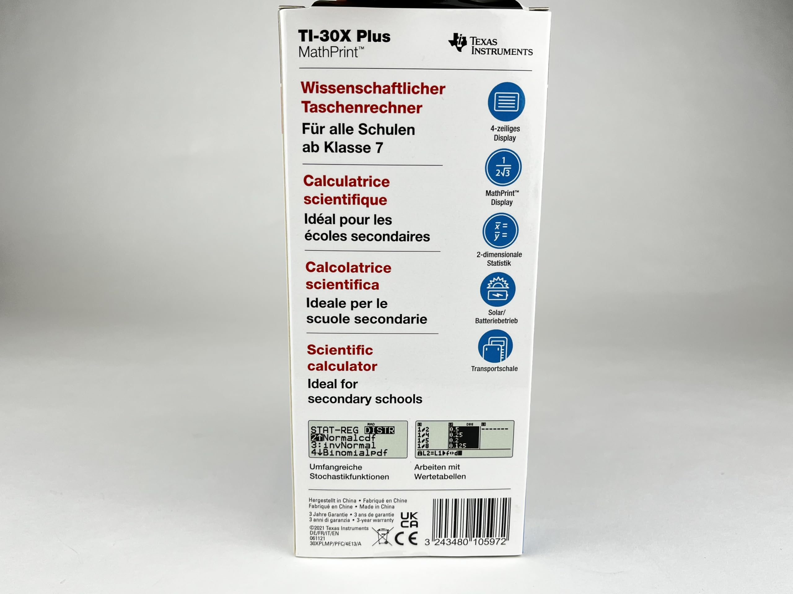 Texas Instruments TI-30X Plus MathPrint FC Wissenschaftlicher Schulrechner (4-zeilig)