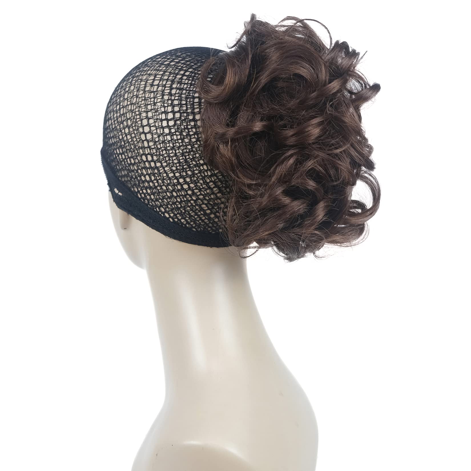 Lydell Short Ponytail Hair Extensions Wavy Curly Synthetic Hairpiece with Jaw Claw (31 Medium Auburn)