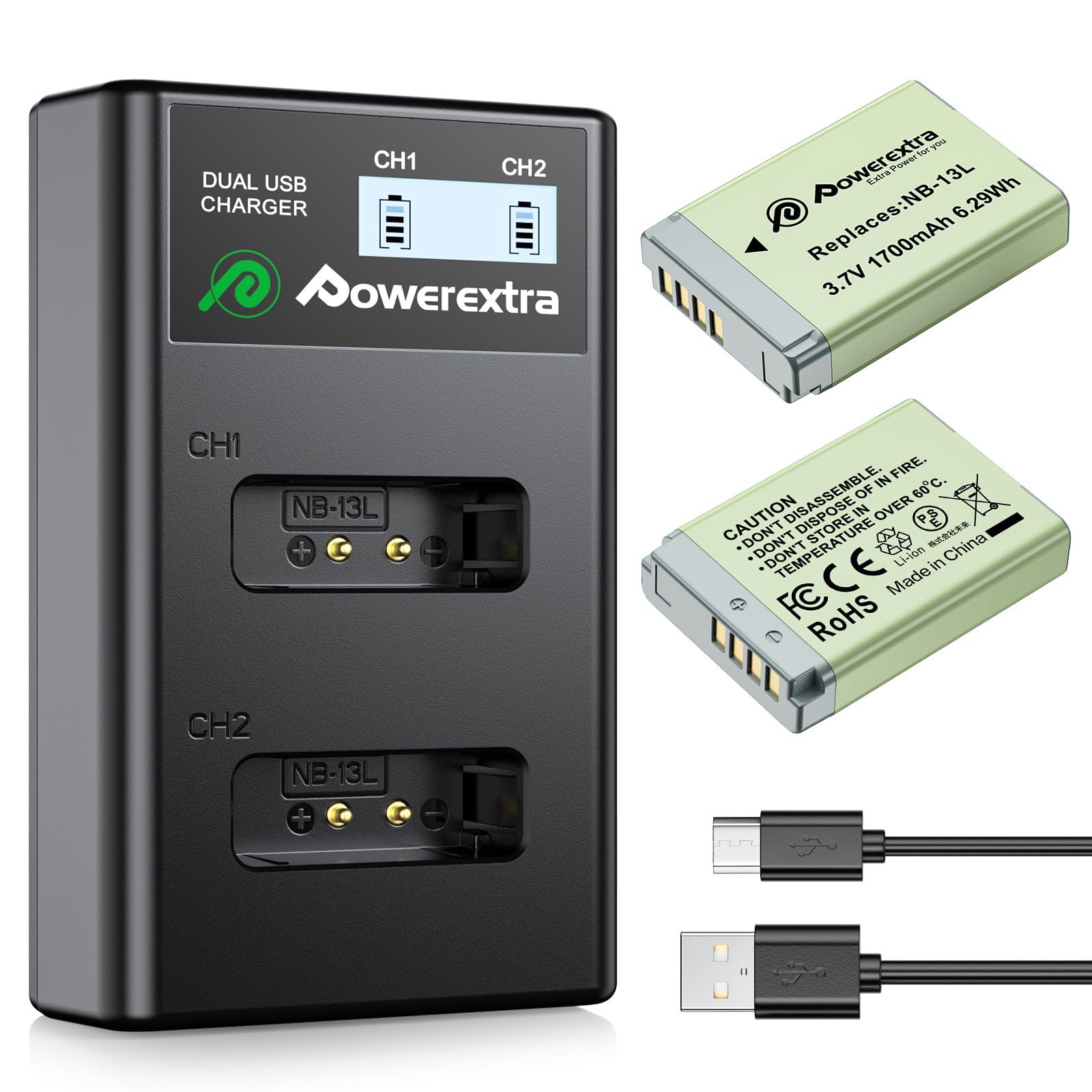 Canon G7x Battery KWTOUL CB-2LH NB-13L Battery Charger Compatible