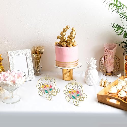 Miniatura 6 de Veemoon 5 cajas de dulces de carruaje de calabaza, calabaza de Halloween, caja de dulces de alambre dorado, carruaje decorativo de mesa para