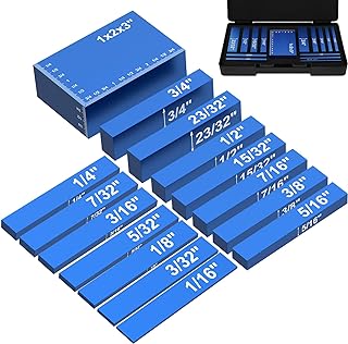 15Pcs Setup Blocks Height Gauge Set 4inch High Precision Setup Bar Blocks with Size Markings Aluminum Alloy Stackable Woodworking Measuring Bars for Carpenter Measuring(Blue)