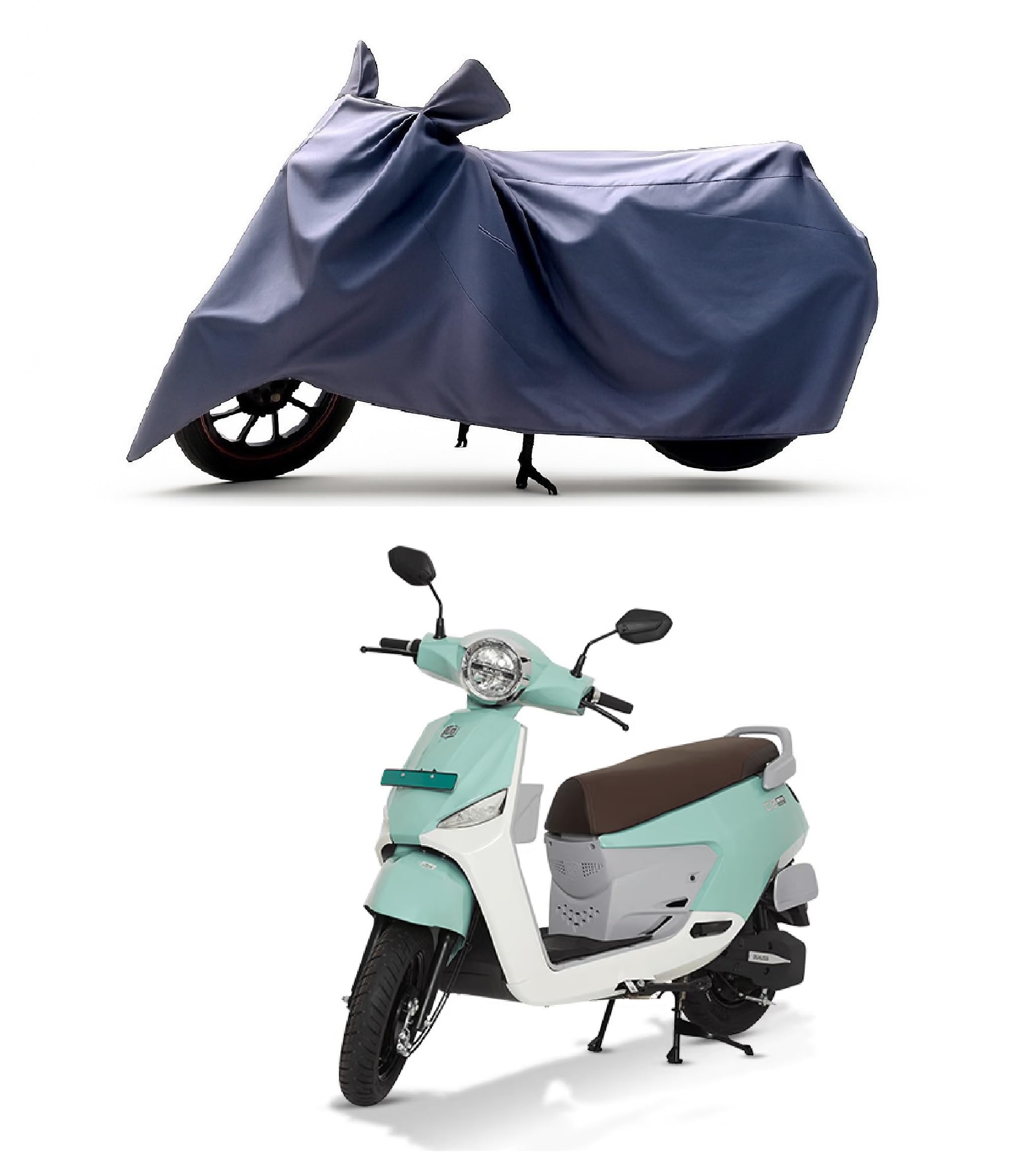 All Season Protection Bike Cover for BGauss Max C12, C12 i Ex, C12 i 2.0, C12 3.0 Electric Scooty Cover with Water-Resistant and Dust Proof Premium 190T Fabric_Entire Grey-image-7