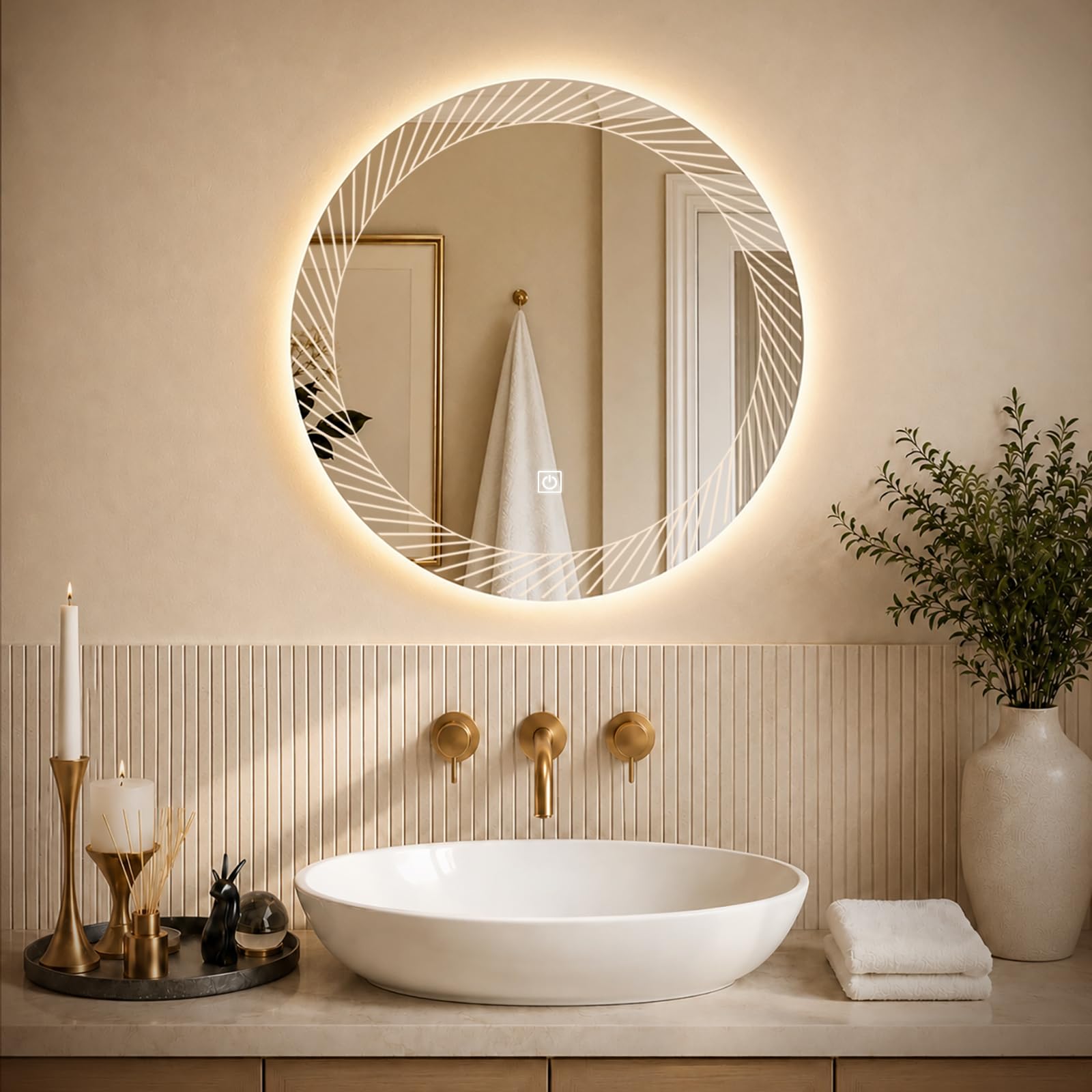 Espejo de Pared para Baño con Iluminación - 50 x 50 cm (An x Al)