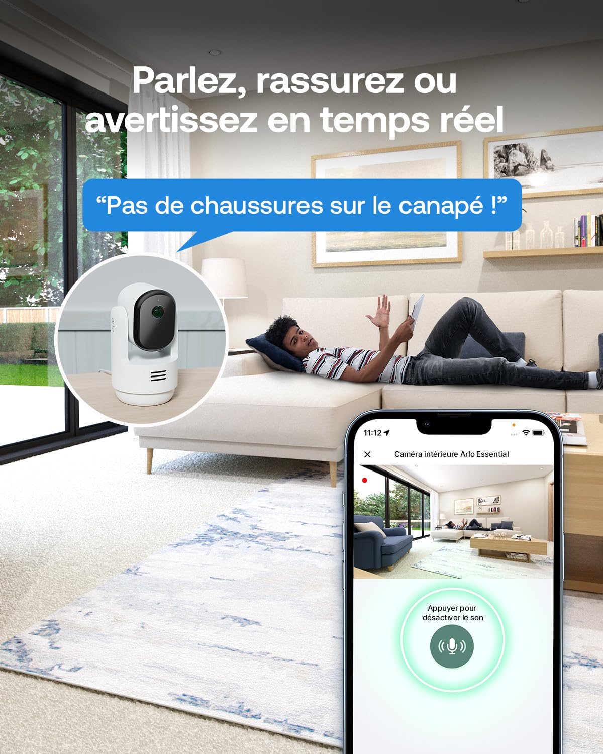 Arlo Essential 3 Interérieure PTZ, Caméra de Surveillance HD, 2 Caméras