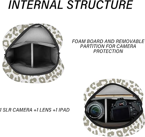 Miniatura 5 de Bonita bolsa pequeña para cámara con fotógrafo, impermeable, compatible con Nikon Sony Lightweigth para mujeres o hombres (estampado de leopardo