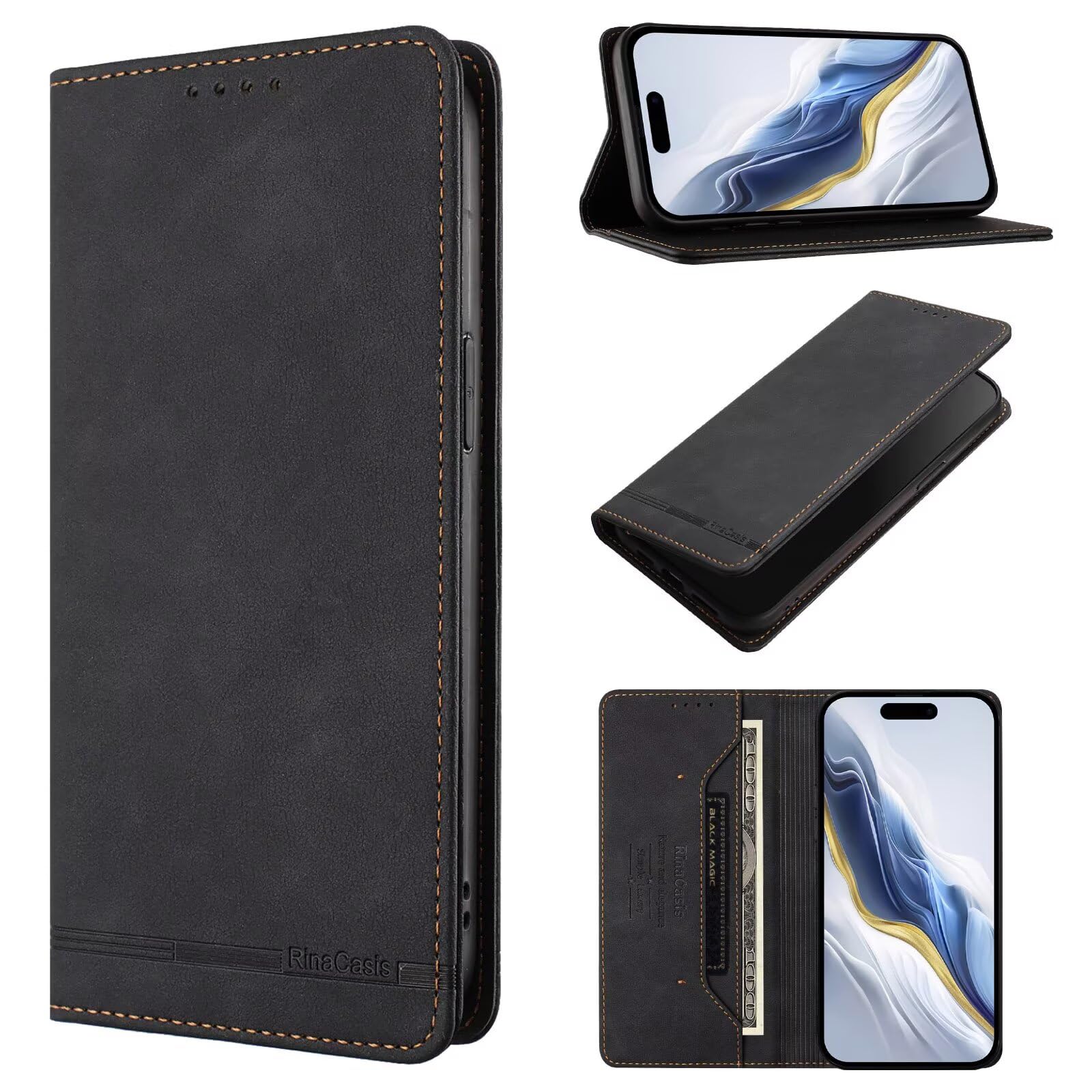 TUUNKMUY Flip Case for Blackview Wave 8C with Kickstand Card Holder Hidden Magnetic, Fold Premium PU Leather Cover TPU Bumper Wallet Cover for Blackview Wave 8C,Flowers