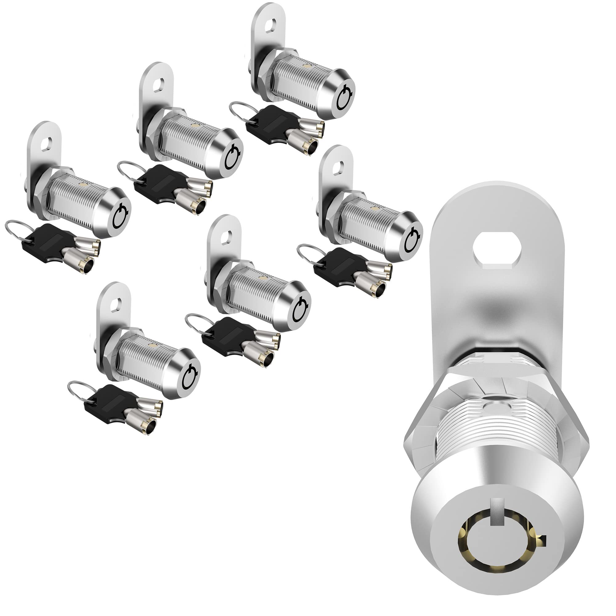 6 Pack RV Storage Locks, 1-1/8" Cabinet Locks with Keys, RV Cam Locks for Storage Door Drawer Toolbox, Zinc Alloy