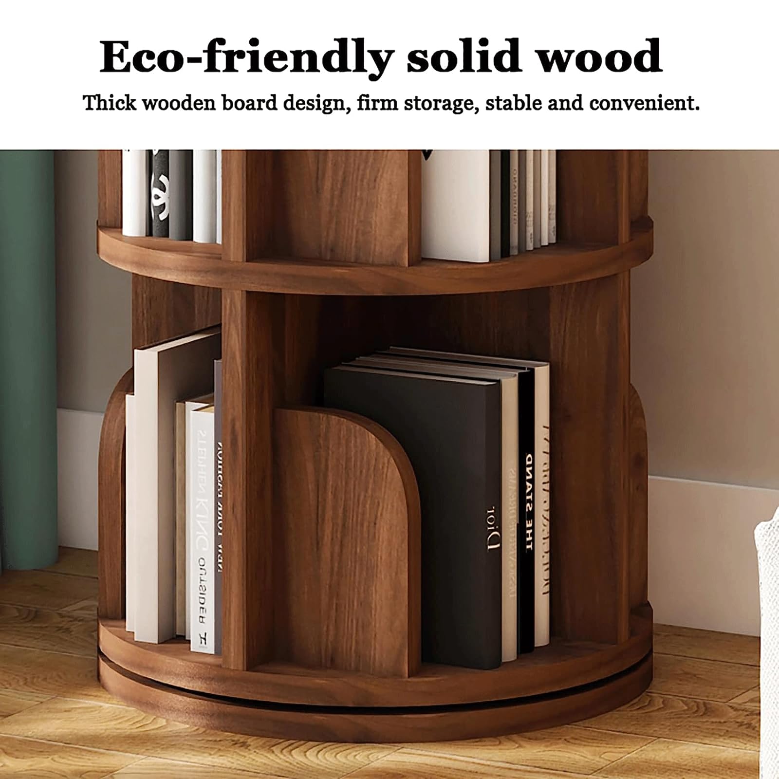 Libreria Girevole 360 Gradi in Legno Massiccio Con 1 Cassetto