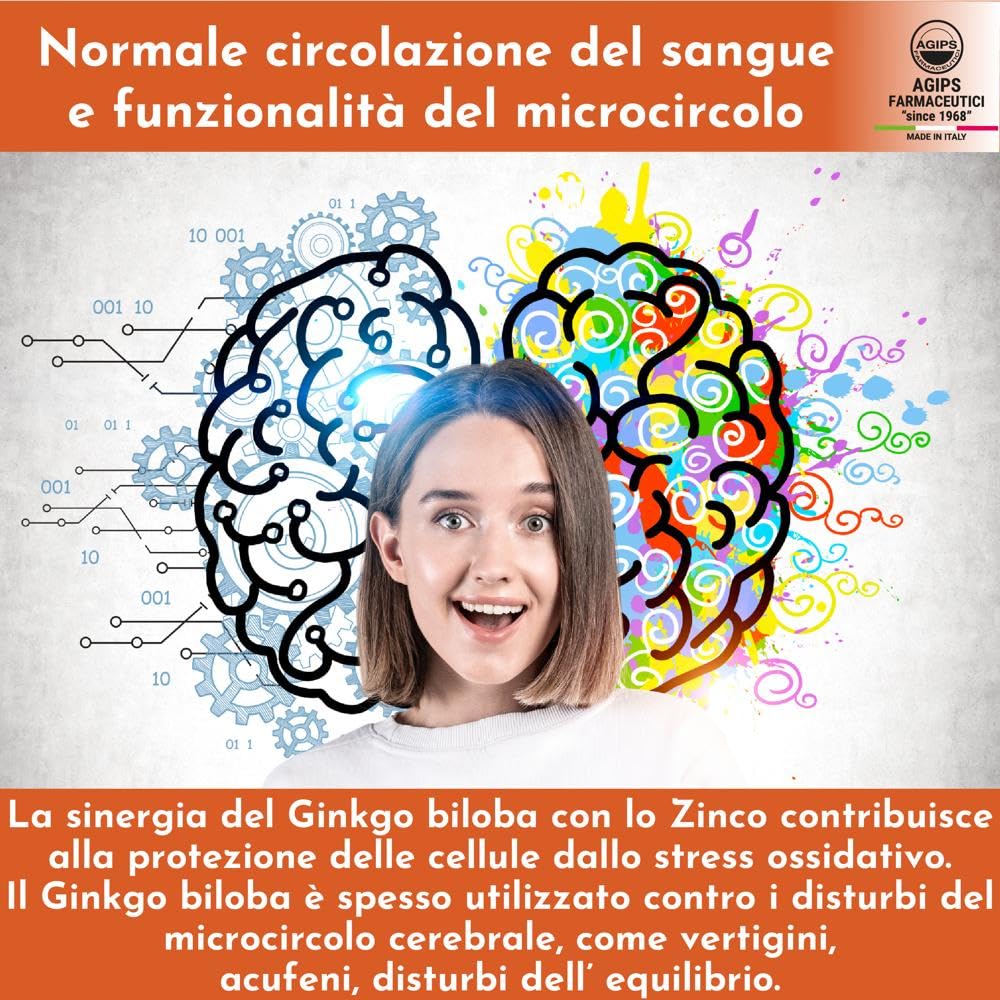 Vertigo Acufene Ronzio Orecchio Vertigini Integratore Alimentare con Zinco Ginkgo Biloba 30 compresse Agips