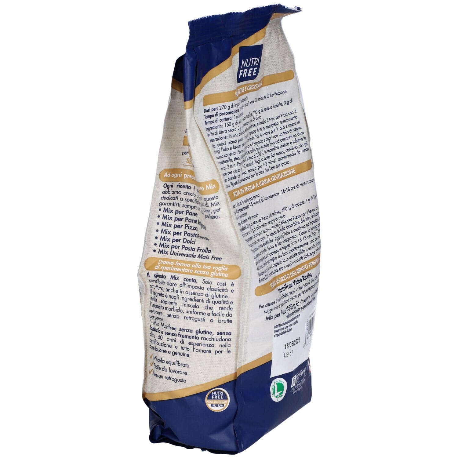 Italian Gourmet Mix per Pizza Farina senza Glutine Backmischung 6 x 1kg | Privo di lattosio e proteine del latte, glutenfrei für hausgemachte Teige und, Gesamtnettogewicht 6 kg + Kostenlos Polpa 400g