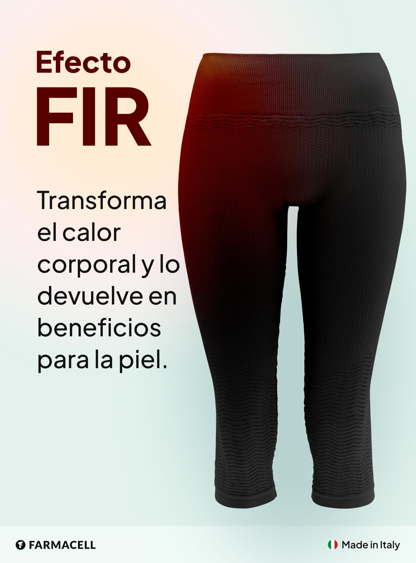 Farmacell Faja Pantalón Capri Mujer Anticelulitis Masaje y Efecto FIR, Made in Italy, 1104