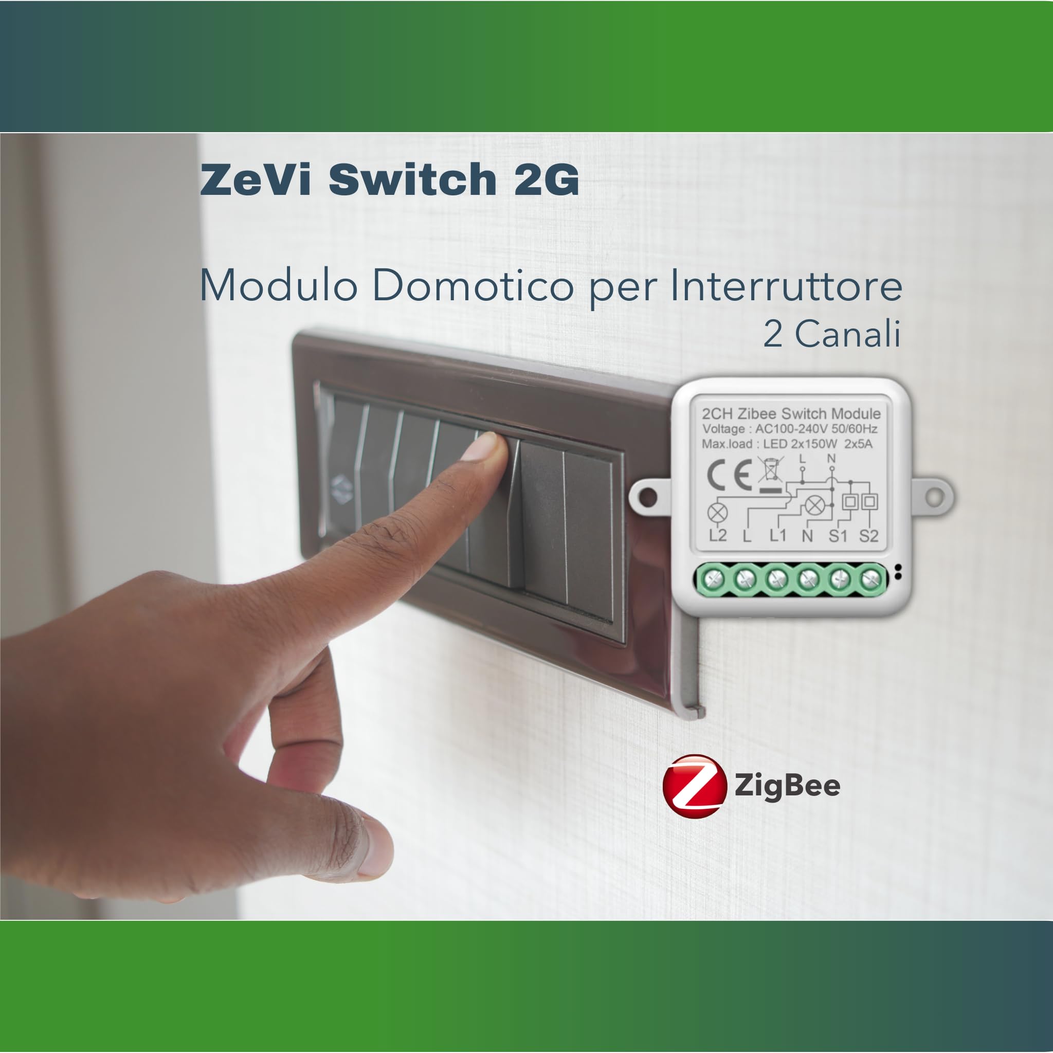 Interuttore Intelligente | ZigBee | ZeVi Switch 2G Modulo per Automazione domestica, Controllo Remoto Luci e Dispositivi app SmartLife, Domotica Fai-da-Te, Compatibile con Alexa e Google Home 3pz