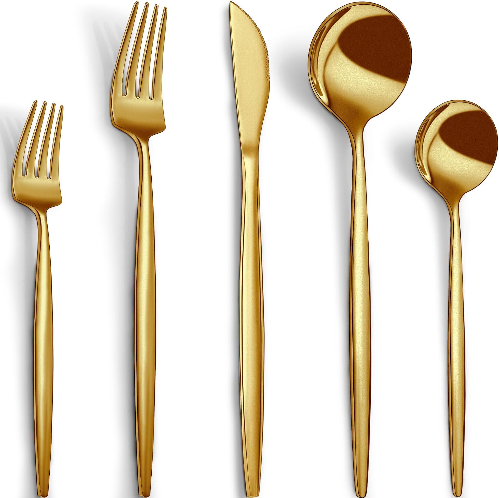 24 Piece Gold Silverware Set for 4, Stainless Steel Flatware Set, Gold Cutlery Set