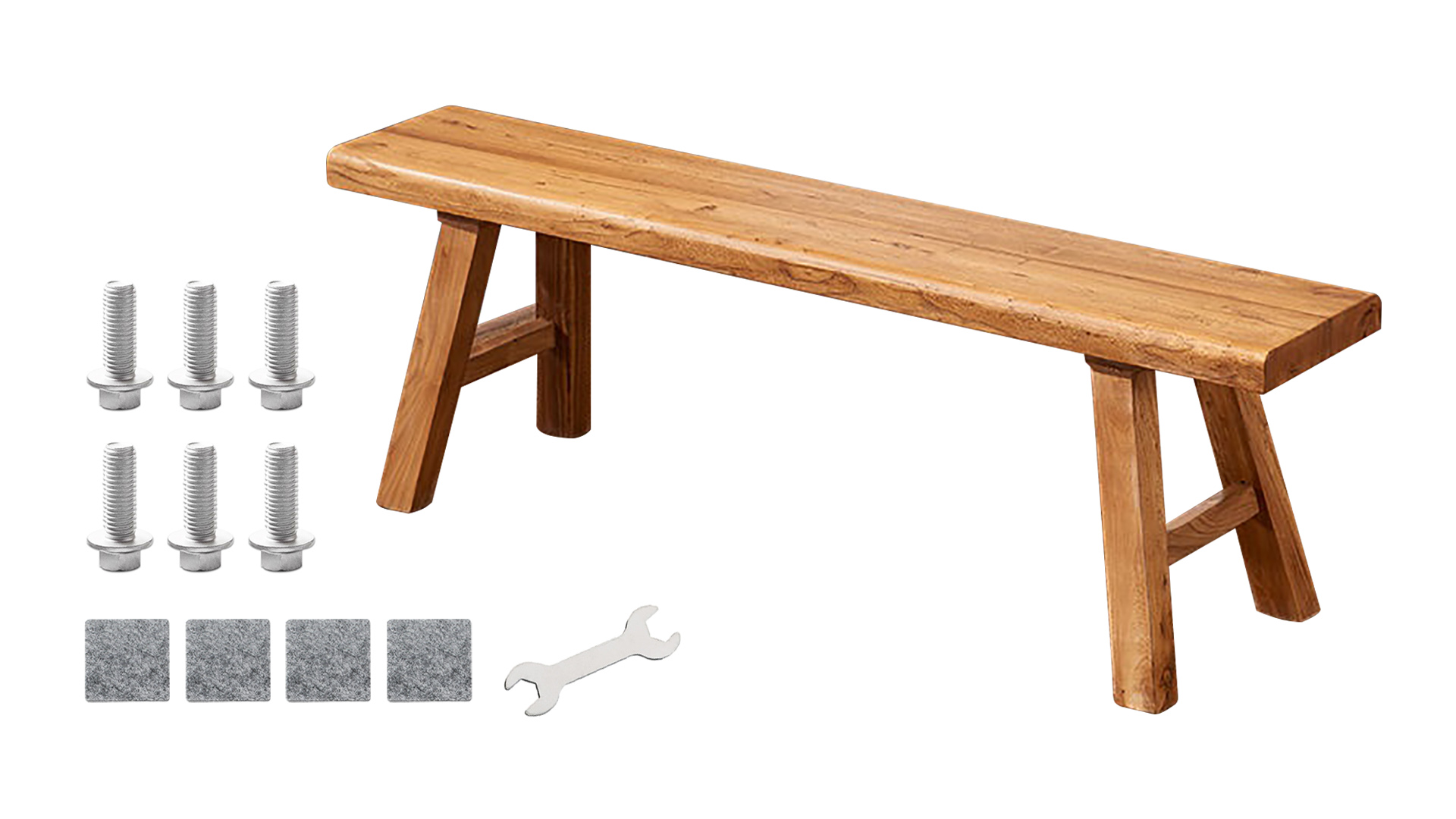 【sachi】WHITE_WOOD_BENCH Amazon.com - Farmhouse Wooden Dining Bench Indoor Natural