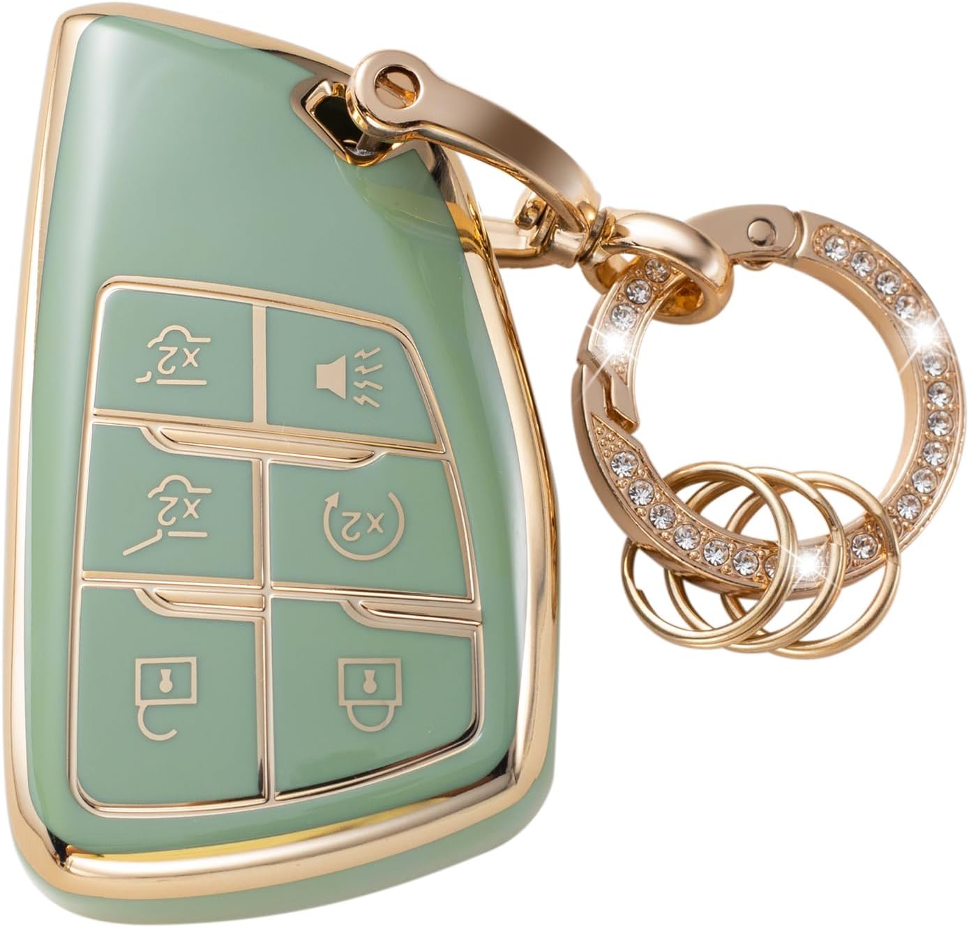Gematay Key Fob Cover & Keychain, Green Compatible with Chevy Silverado, Buick Envision, GMC Sierra 1500 Smart Key Fobs
