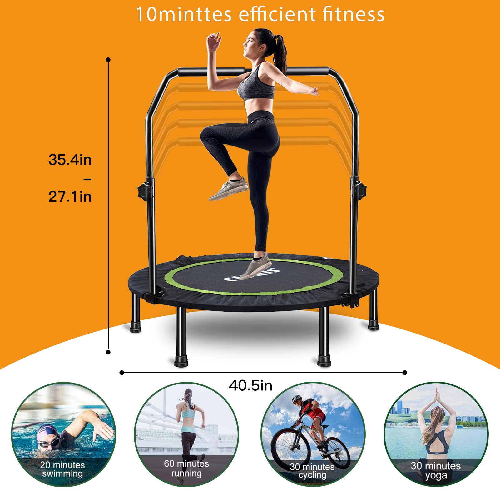 CLORIS 40" Foldable Fitness Trampoline Max Load 400 lb , Mini