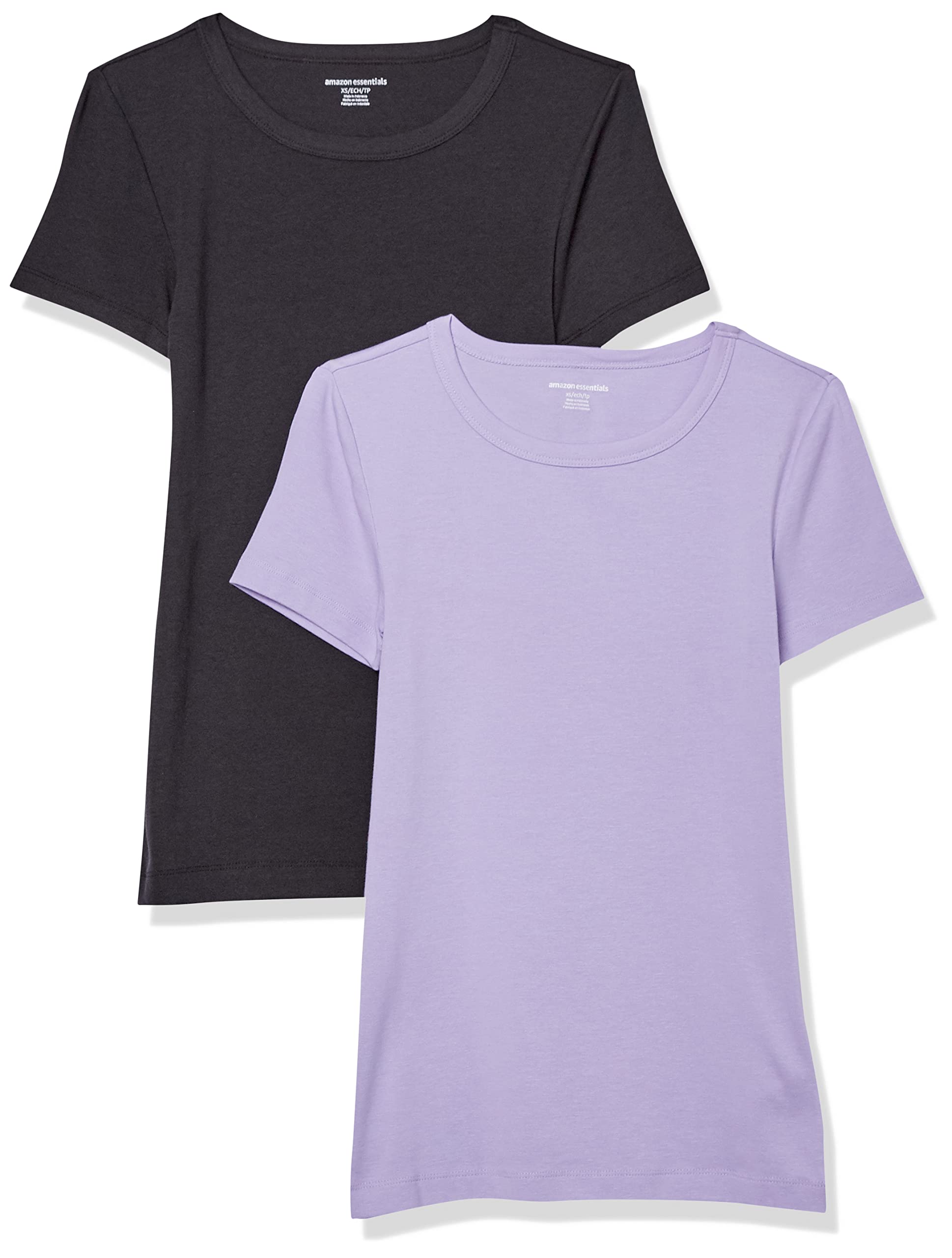Amazon Essentials Damen Kurzärmeliges T-Shirt mit Rundhalsausschnitt, Schmale Passform